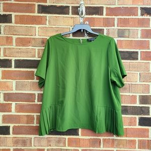 Eloquii Olive Green Pleated Peplum Blouse